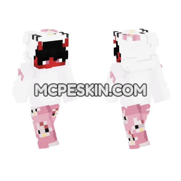 Girl3 Pink Outfit Minecraft Bedrock skin, front and back