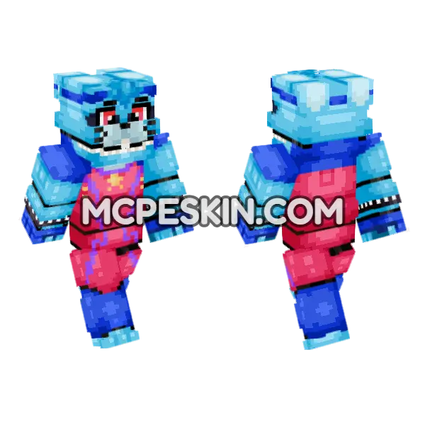 Glamrock Bonnie 2030 Security Breach Minecraft Bedrock skin, front and back
