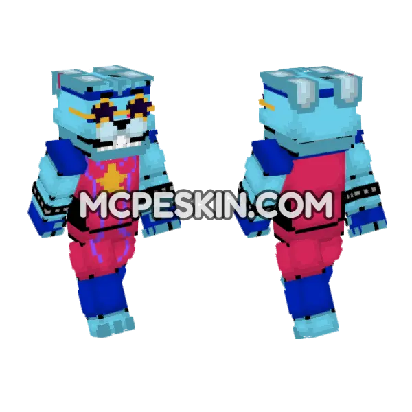 Glamrock Bonnie Minecraft Bedrock skin, front and back
