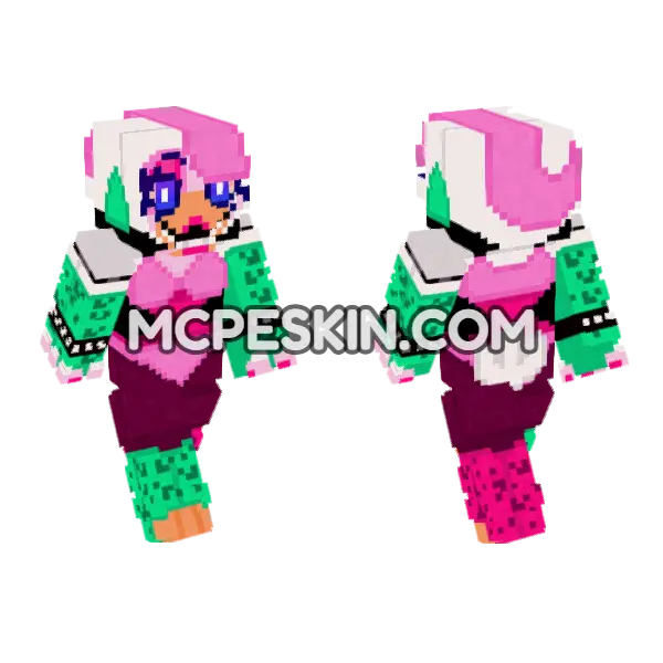 Glamrock Chica Revamped Minecraft Bedrock skin, front and back