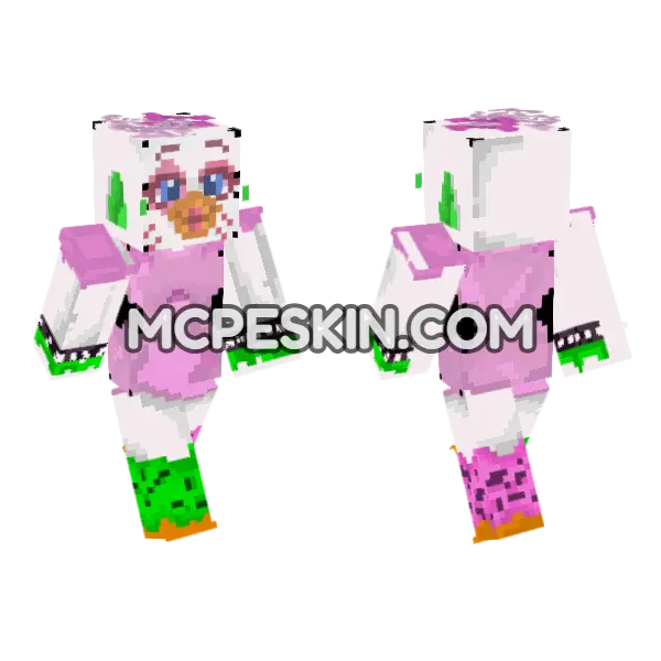 Glamrock Chica Security Breach Minecraft Bedrock skin, front and back