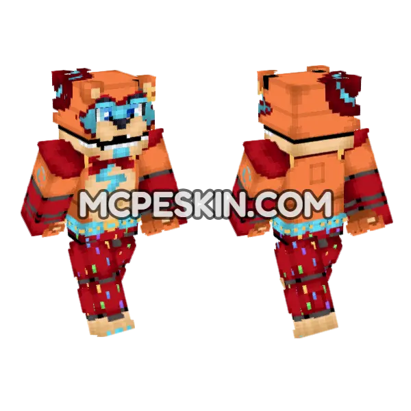 Glamrock Freddy Fanmade V2 Minecraft Bedrock skin, front and back