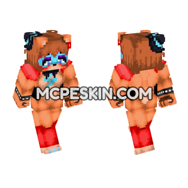 Glamrock Freddy Security Breach Minecraft Bedrock skin, front and back