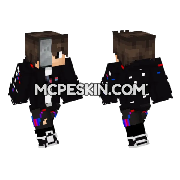 Glitch Boy Minecraft Bedrock skin, front and back