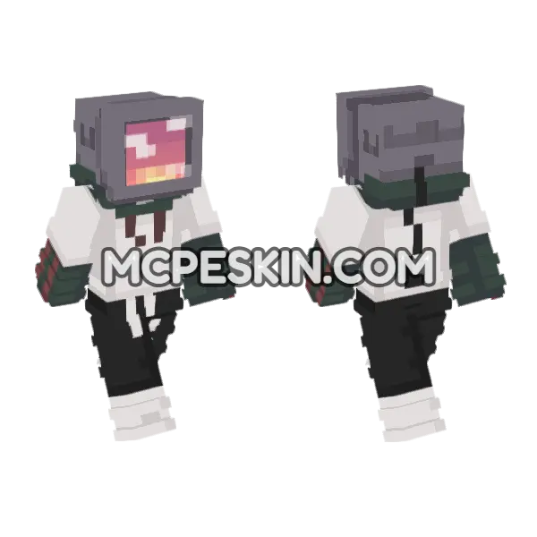 Glitchy Tech Skin Minecraft Bedrock skin, front and back