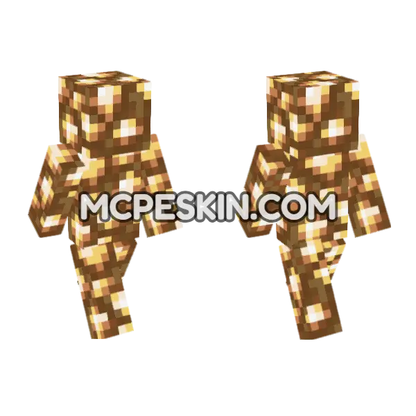 Glowstone Block Minecraft Bedrock skin, front and back