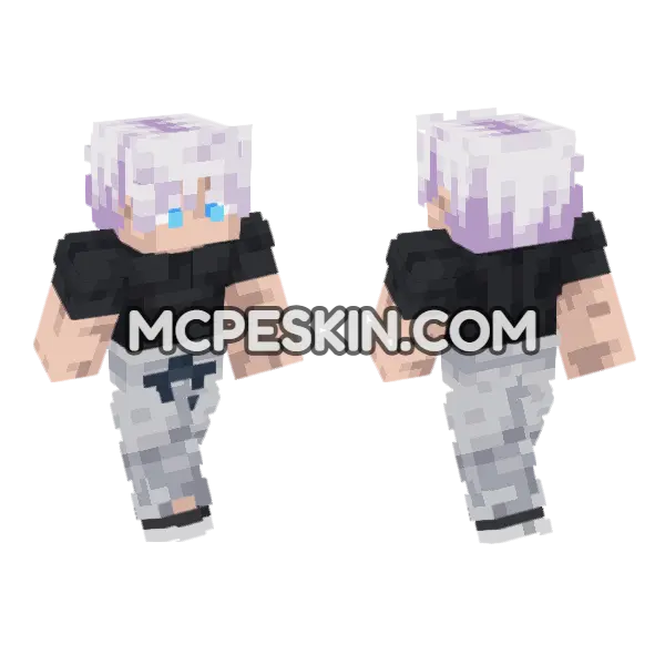 Gojo Satoru Anime Minecraft Bedrock skin, front and back