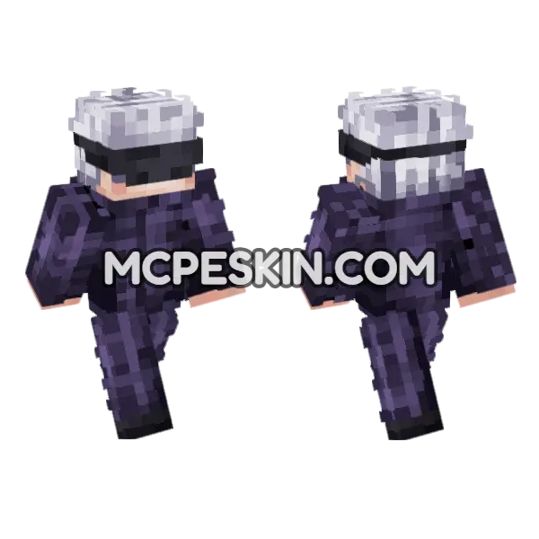 Gojo Satoru Blindfold Minecraft Bedrock skin, front and back