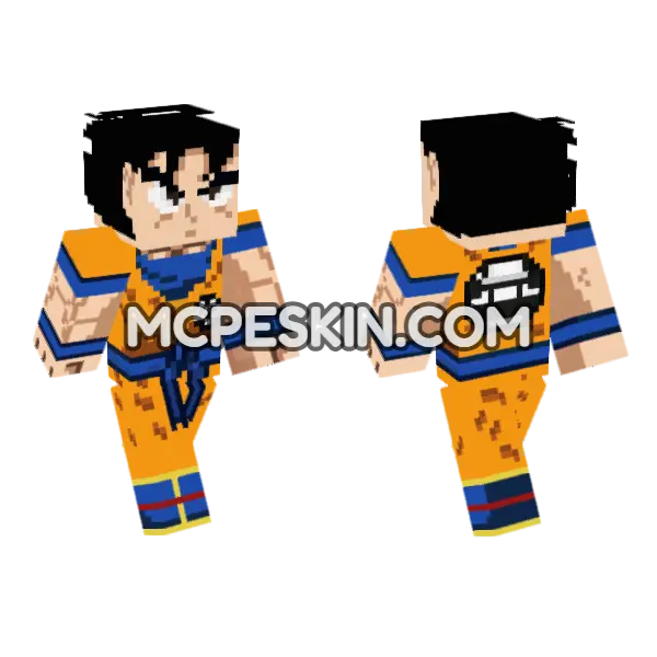 Goku Dragon Ball Z Minecraft Bedrock skin, front and back