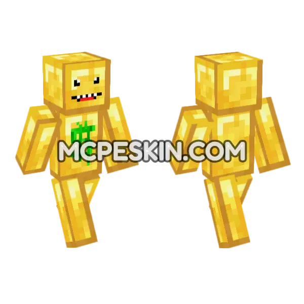 Gold Block Skin Minecraft Bedrock skin, front and back
