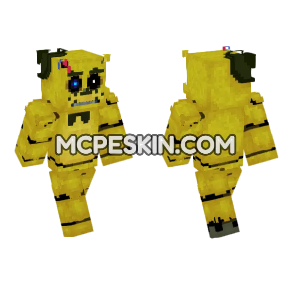 Golden Freddy Fnaf Minecraft Bedrock skin, front and back