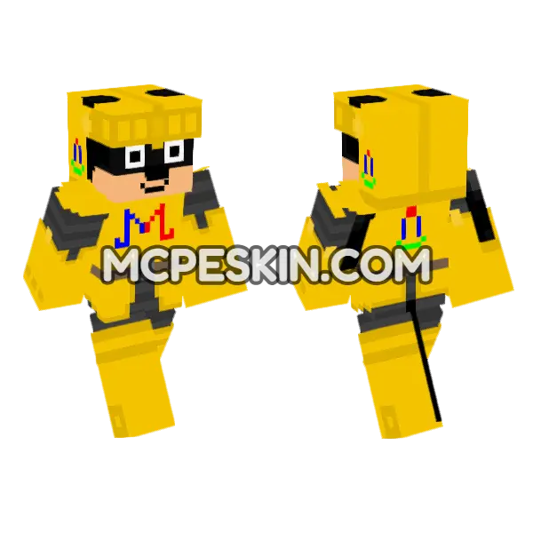 Golden Knight Costume Minecraft Bedrock skin, front and back