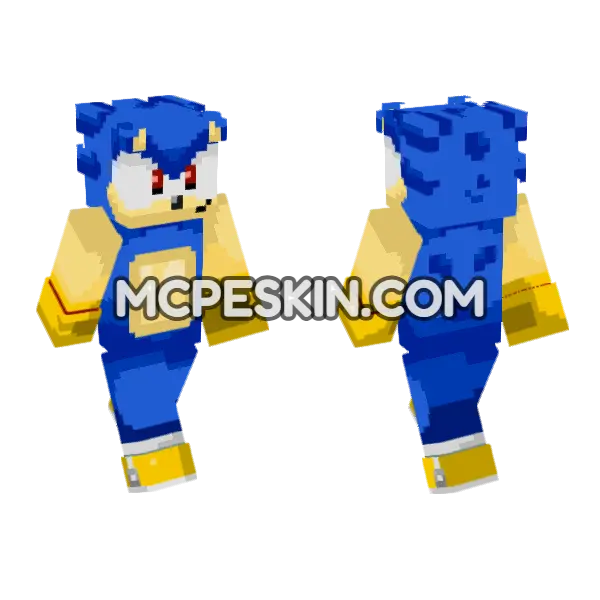 Golden Sonic Minecraft Bedrock skin, front and back