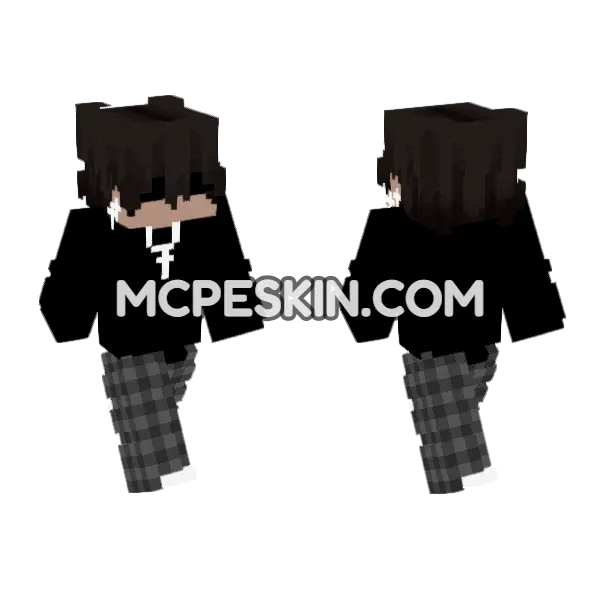 Goth Plaid Outfit Minecraft Bedrock skin, front and back