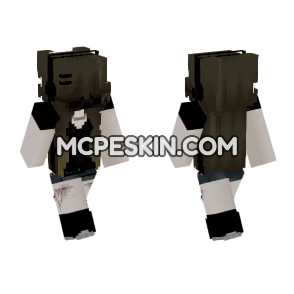 Gothic Maid Outfit Minecraft Bedrock skin, front and back