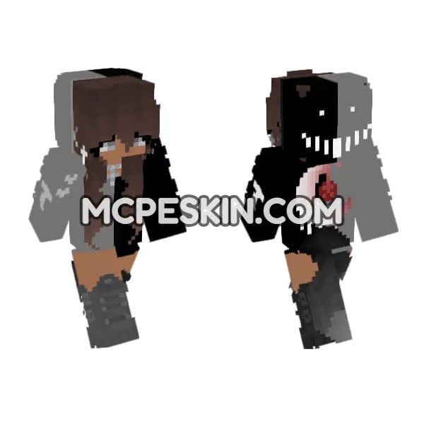 Gothic Moon Girl Minecraft Bedrock skin, front and back