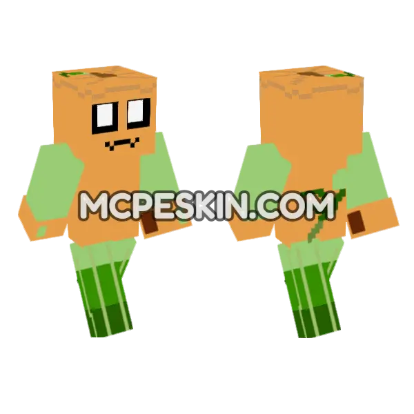 Gourdy Pumpkin Skin Minecraft Bedrock skin, front and back