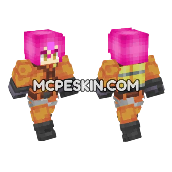 Gowther Pink Hair Minecraft Bedrock skin, front and back