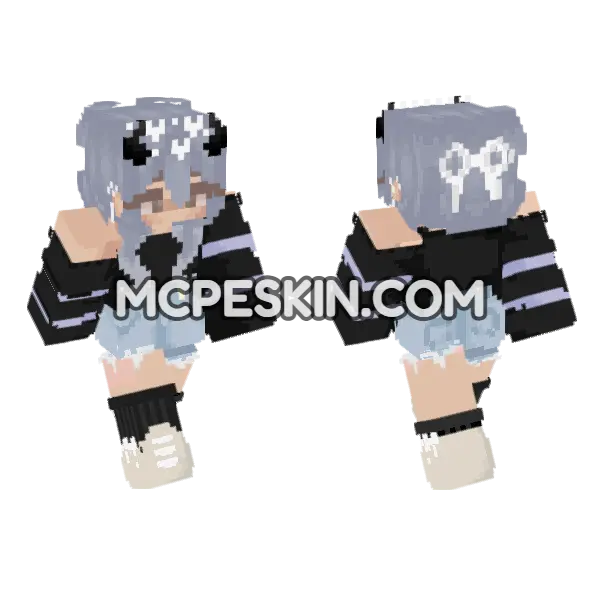 Gray Haired Girl Minecraft Bedrock skin, front and back