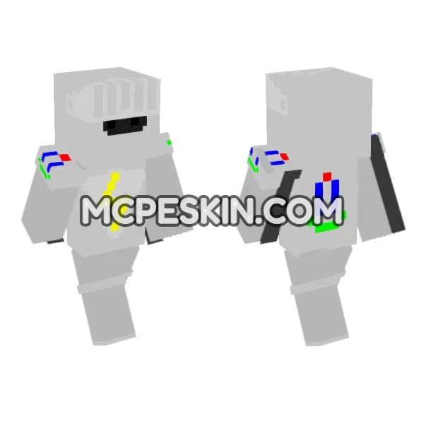 Gray Knight Armor Minecraft Bedrock skin, front and back