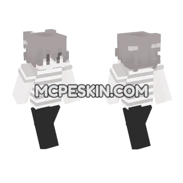 Gray Striped Hoodie Outfit, front and back