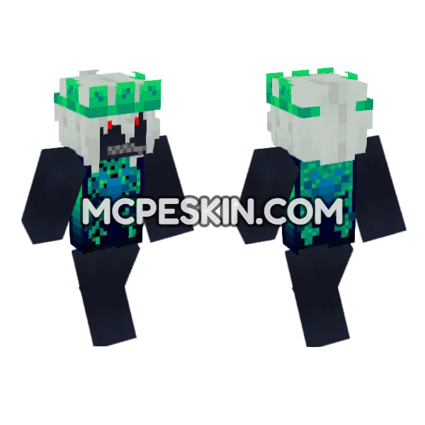Green and Blue Abstract Creature, front and back