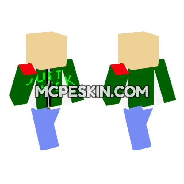 Green and Blue Uniform Minecraft Bedrock skin, front and back