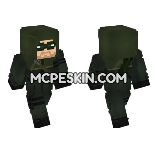 Green Arrow Minecraft Bedrock skin, front and back