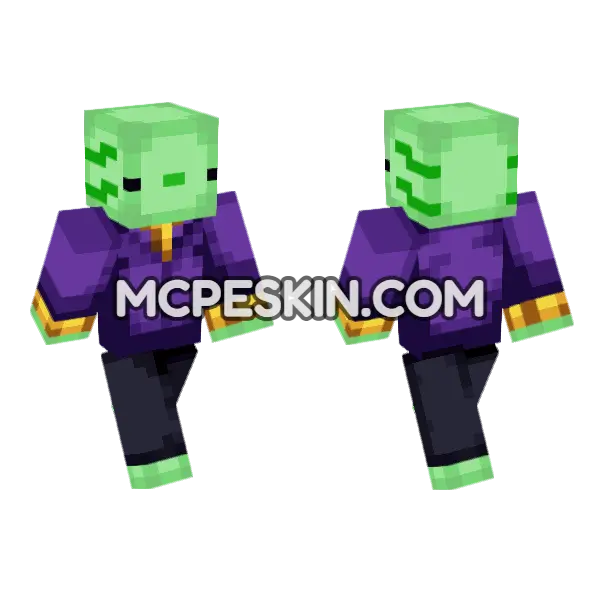 Green Axolotl Minecraft Bedrock skin, front and back