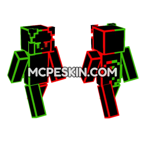 Green Black Creeper Minecraft Bedrock skin, front and back