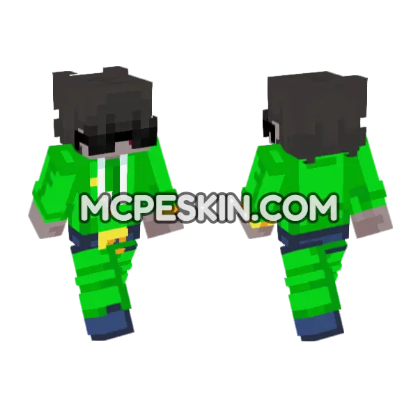 Green Business Suit Minecraft Bedrock skin, front and back