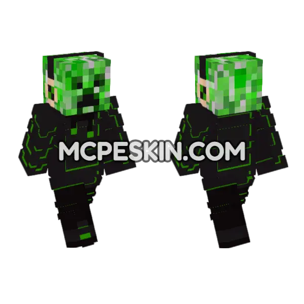 Green Creeper Skin Minecraft Bedrock skin, front and back