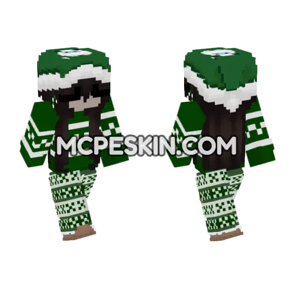 Green Egirl Christmas, front and back
