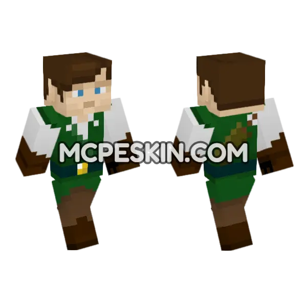 Green Elf Minecraft Bedrock skin, front and back