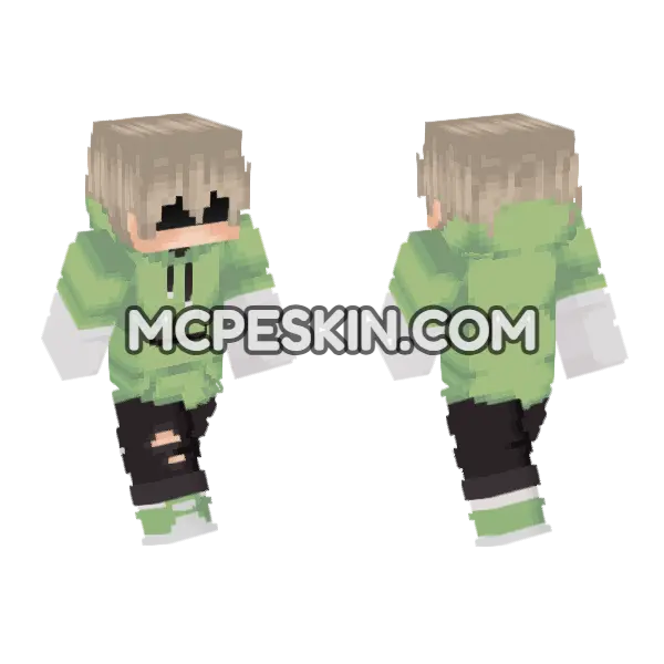 Green Frog Hoodie Minecraft Bedrock skin, front and back