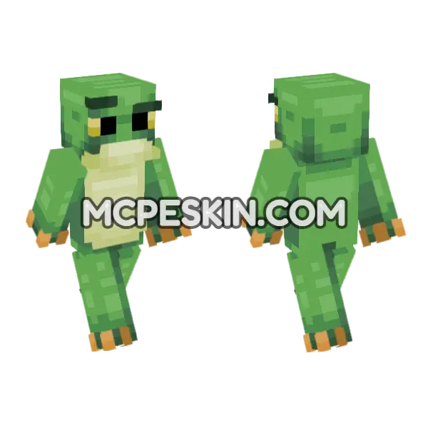 Green Frog Skin Minecraft Bedrock skin, front and back