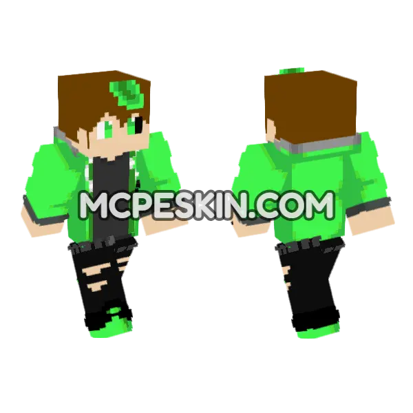 Green Glitch Hoodie, front and back