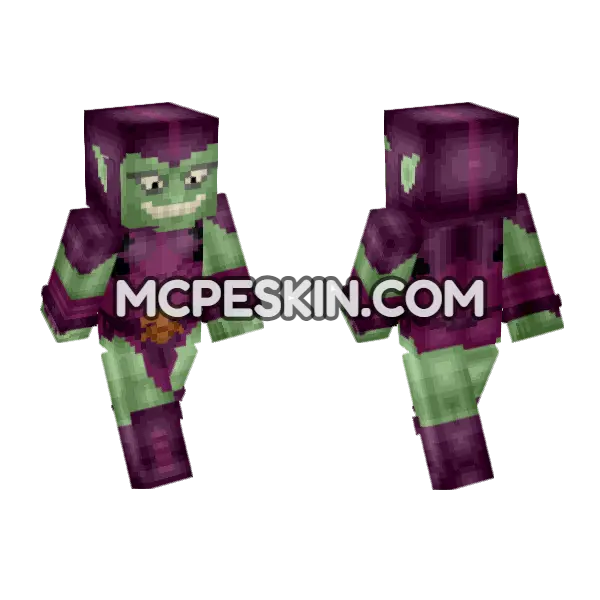 Green Goblin Marvel Animation Minecraft Bedrock skin, front and back