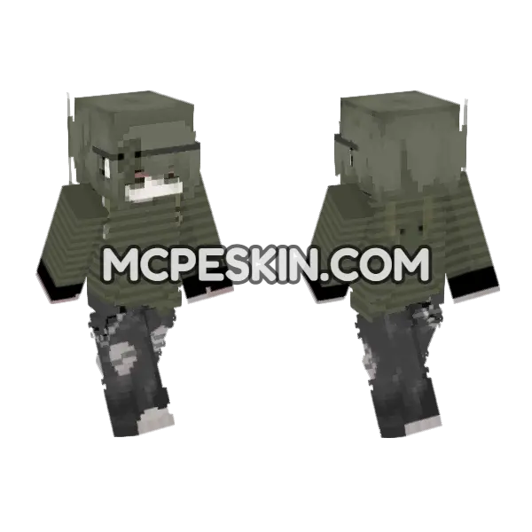 Green Military Outfit Minecraft Bedrock skin, front and back
