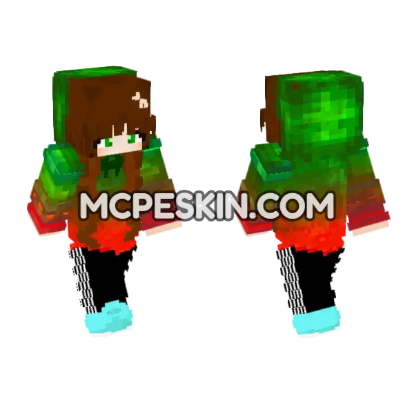 Green Red Minecraft Bedrock skin, front and back