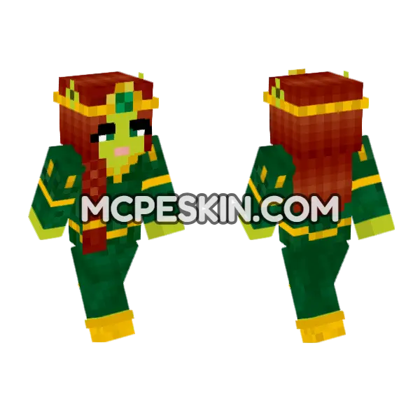 Green Reptile Skin Minecraft Bedrock skin, front and back