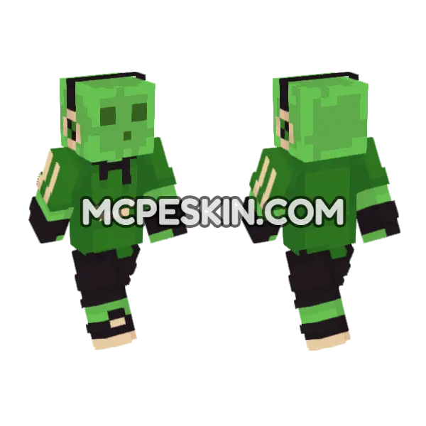 Green Slime Character Minecraft Bedrock skin, front and back