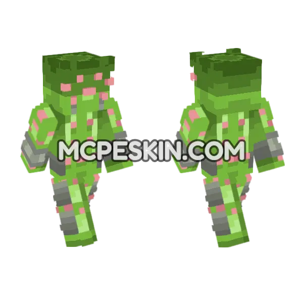 Green Slime Mob Minecraft Bedrock skin, front and back