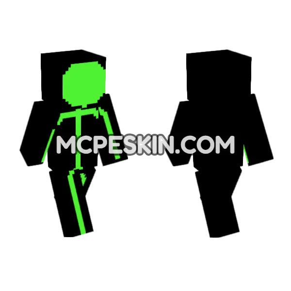 Green Stickman, front and back