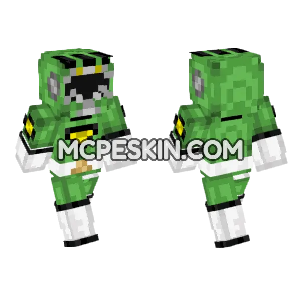 Green Turbo Ranger Minecraft Bedrock skin, front and back