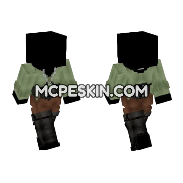 Green Vest Outfit Minecraft Bedrock skin, front and back