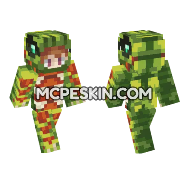 Green Zombie Skin Minecraft Bedrock skin, front and back