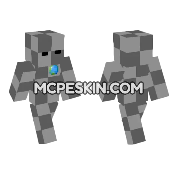 Grey Blocky Figure, front and back