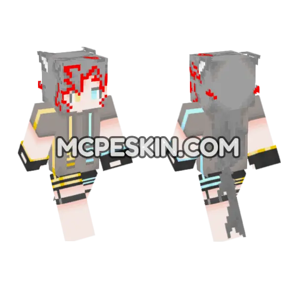 Grey Hoodie With Yellow Accents, front and back