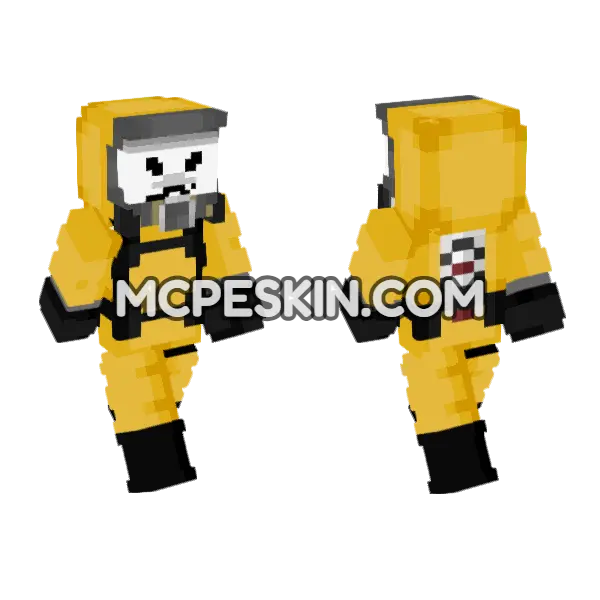 Gubby Radiation Suit Minecraft Bedrock skin, front and back